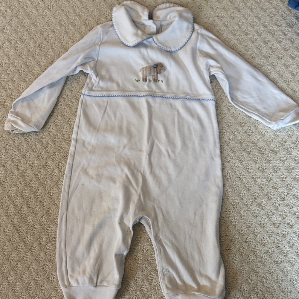 Little English Light Blue Embroidered Lamb Footie